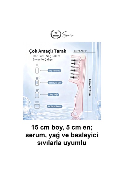 Saç Bakım Yağı Uygulama Tarağı Serum Aplikatörü Yeniden Doldurulabilir Hazneli Sızdırmaz Contalı Kaf Diğer
