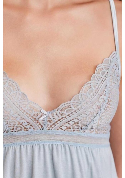Pierre Cardin 2820 Kadın Mist Dantelli Penye 3'lü Sabahlıklı Pijama Takım 001
