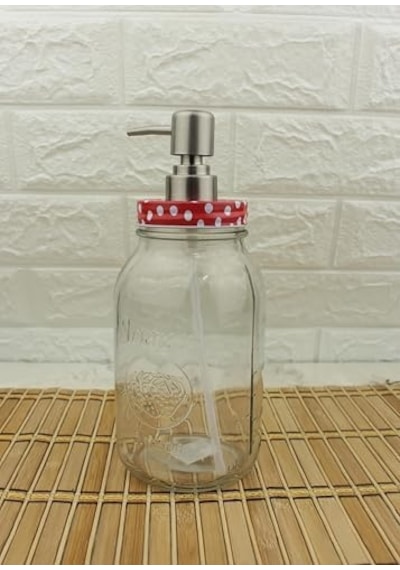 Büyük Boy Cam Sıvı Sabunluk 800ml 12 Izgara