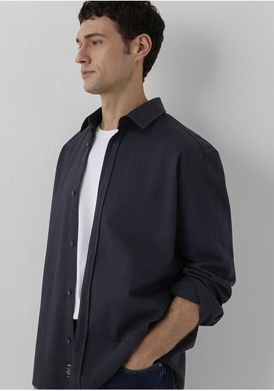 Mavi Uzun Kol Gömlek Dark Navy Lacivert