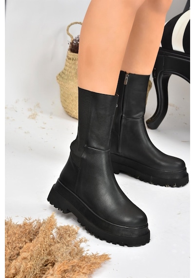 Fox Shoes Siyah Kalın Tabanlı Kadın Bot J267063109 Siyah