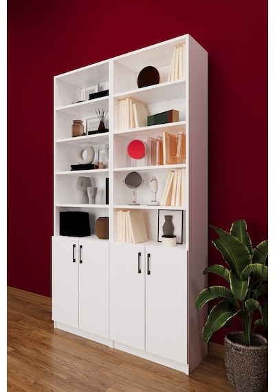 Asra Trend K-39 %100 MDF 120 cm 2 Modüllü Kapaklı Kitaplık Raflı Kütüphane Beyaz Asra Trend K-39 %100 MDF 120 cm 2 Modüllü Kapaklı Kitaplık Raflı Kütüphane Beyaz