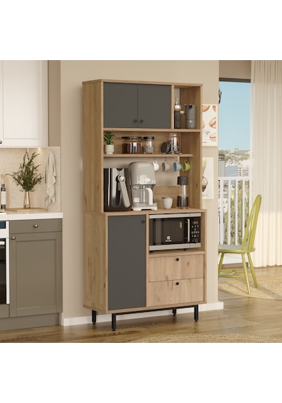 Lounge Kahve Köşesi Çok Amaçlı Dolap Mutfak Dolabı Sepet-antrasit