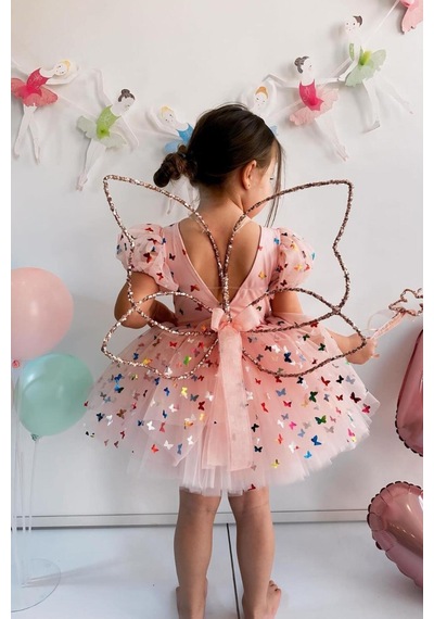 Le Mabelle Rose Pullu 2'li Kelebek Kanat Asa Set Rose