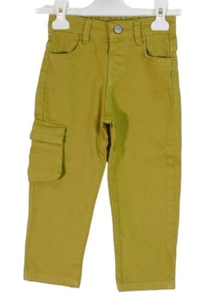 Jack Lions Erkek Çocuk Pamuklu Gabardin Bel Lastiklki Kargo Cepli Pantolon-13631 Yeşil