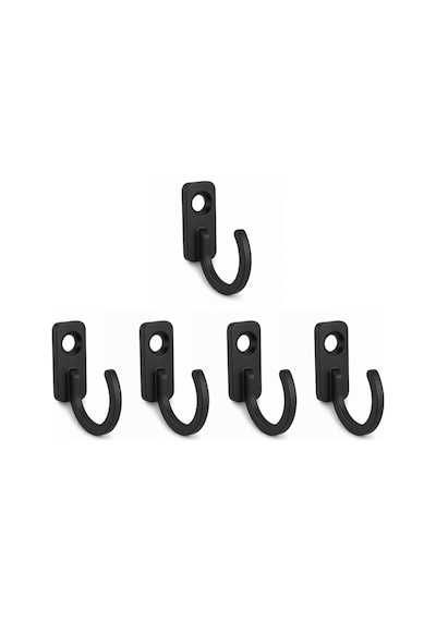 Anahtar Askısı, Metal Vestiyer Askısı, Siyah, Dolap Askılığı 5'li Set Vidalı Si Yah