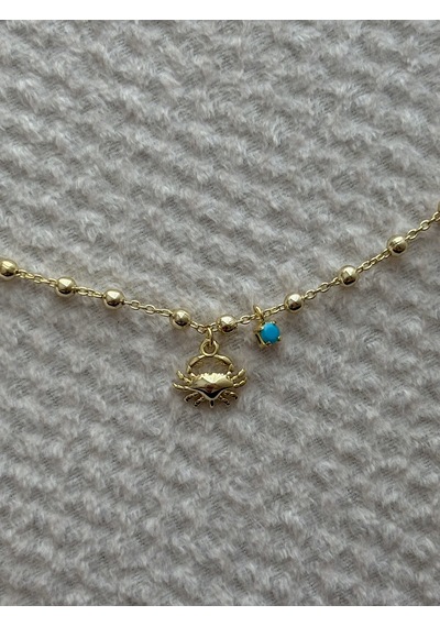 Yengeç Charmlı Gold Halhal Çok Renkli