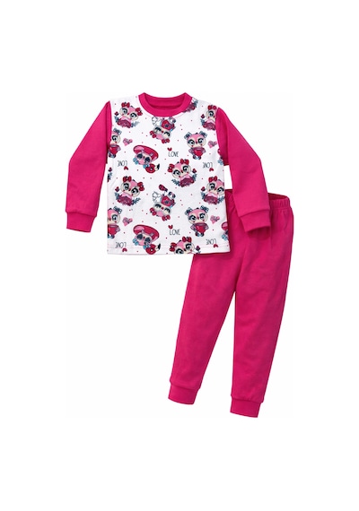Kız Çocuk Pamuklu Desenli Pijama Takımı 6068-14 Fuşya01 Fuşya01