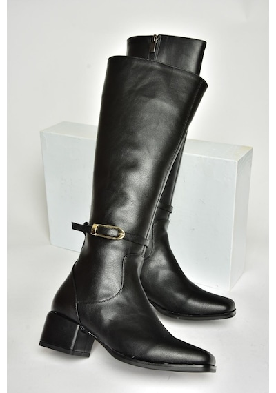 Fox Shoes T590142609 Siyah Kalın Topuklu Kadın Çizme Siyah