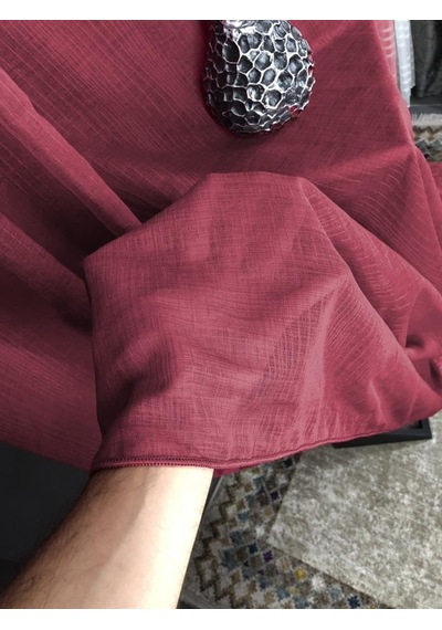 Rendecioğlutekstil Tül Perde Çizgili Keten Renkli Tül Kampanyalı Ürün 300 X 270 Bordo Diğer