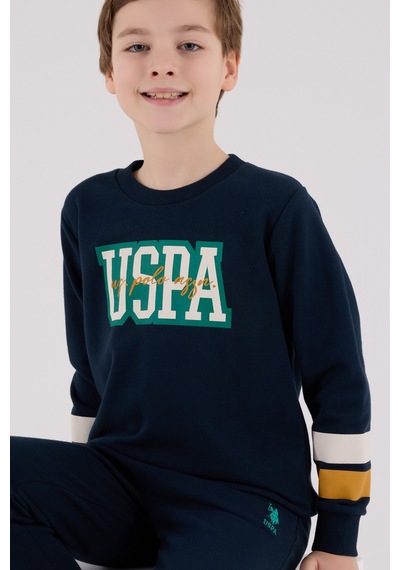 U.S. Polo Assn. Lisanslı Erkek Çocuk Alt Üst 2 Parça Eşofman Takımı Us2213 Lacivert
