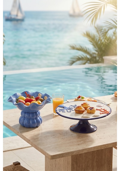 Karaca Atlantis Ahtapot Desenli Ayaklı Kek Standı 25 Cm Renkli