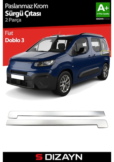 S-dizayn Fiat Doblo 3 Krom Sürgülü Kapı Çıtası 2 Prç 2022 Üzeri A+ Kalite