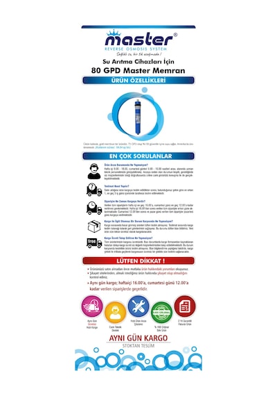 Master Reverse Osmosis System Membran 80 Gpd Su Arıtma Cihazı