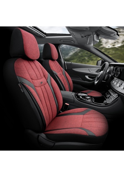Swan Design Yüksek Kalite Keten Noktalı Deri Detaylı Ekstra Destekli Universal Oto Koltuk Kılıfı Tam Set
