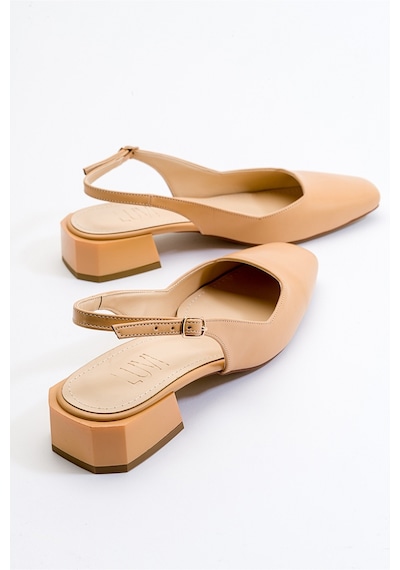 Luvishoes State Koyu Bej Cilt Kadın Topuklu Ayakkabı Koyu Bej