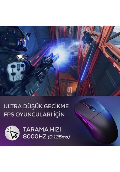 Royal Kludge Rk M3 47g Ultralight 8k Wireless Kablosuz Gaming Mouse Standart