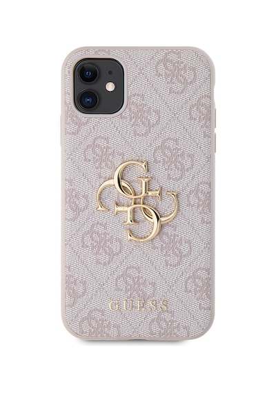 Apple Uyumlu iPhone 11 Kılıf Guess Pu Deri Büyük Metal Logo Dizaynlı Kapak Pembe