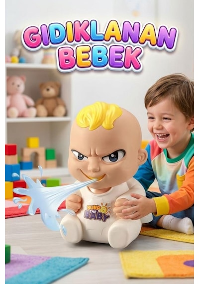 Gıdıkla Ama Islanma Su Fışkırtan Sesli Pilli Eğitici Heyecan Dolu Bebekli Oyuncak Aile Oyunu