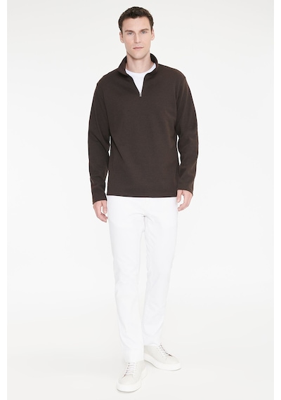 Ac&Co / Altınyıldız Classics Erkek Kahverengı Pamuklu Standart Fit Normal Kesim Polo Yaka Sweatshirt Kahverengi