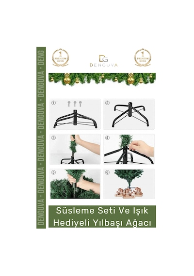 Noelpaketi Lüks Dekoratif Sık Dallı Kaliteli Yeşil Yılbaşı Çam Ağacı Noel Paketi 150 Cm 220 Dal Standart