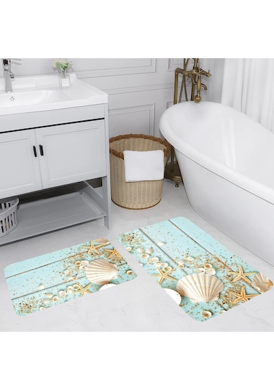 Rovigo Home Baskılı Kaymaz Taban 2'Li Banyo Paspas Takım Rvg5013-100x60-60x50 Çok Renkli