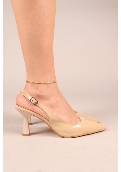 Birikon Luma Arkası Açık Stiletto Bej-8256 Bej