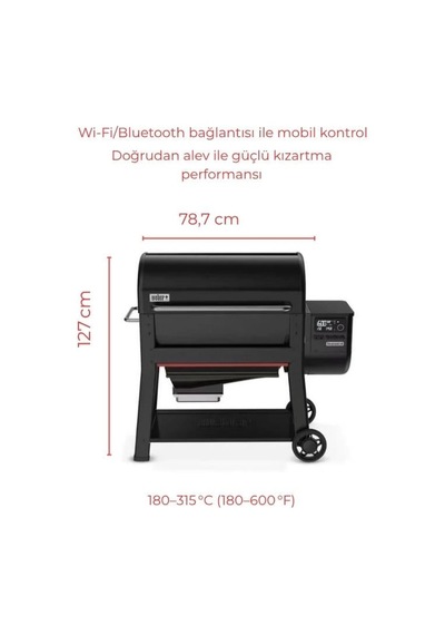 Weber 1500132 Searwood Xl 600 Akıllı Wood Pellet Izgara Wi Fi/bluetooth & Directflame-195 Siyah