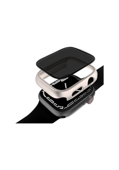 Watch 7 45mm Sert Pc Kasa Ve Privacy Hayalet Ekran Koruyucu Mkst Watch Gard 32 - Siyah