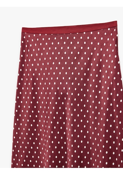 Koton Balık Form Puantiyeli Saten Midi Etek Bordo Desenli 6sak70051pw Bordo Desenli