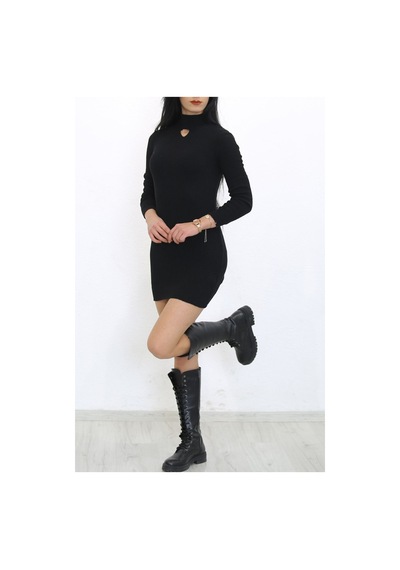 Bensu Store - Yarım Balıkçı Dekolteli Elbise Siyah - 7975.1319. 001