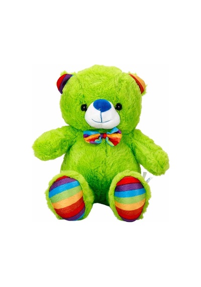 Oturan Kurdeleli Renkli Peluş Ayı 30    Cm