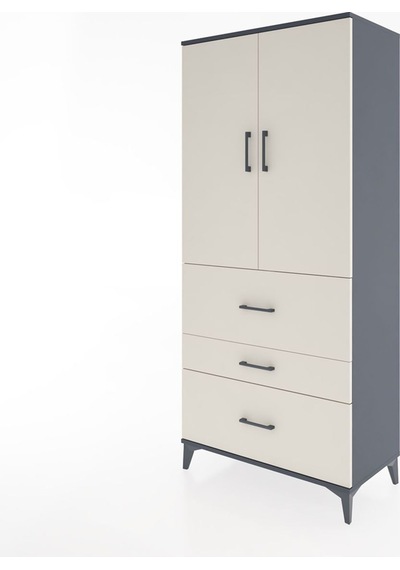 Hyperion Dolap Tek Raflı 3 Çekmeceli Tek Askılı 88x44x195 Antrasit-aytaşı Antrasit Hyperion Dolap Tek Raflı 3 Çekmeceli Tek Askılı 88x44x195 Antrasit-aytaşı Antrasit