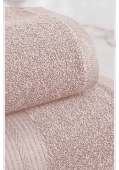 2 Parça Battal Lüks Premium Banyo Spa Havlu Takımı 90x170 Cm Pudra Çok Renkli