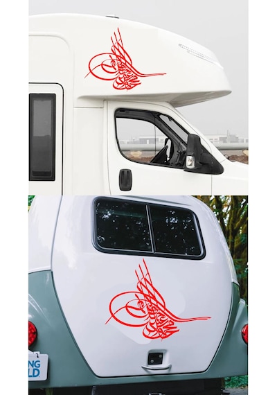 Osmanlı Tuğrası Sticker - Araba Oto Motosiklet Karavan Cam Sticker - 00060 60x47 Cm