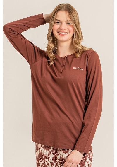 Pierre Cardin Kadın Kahverengi Uzun Kol Pijama Takım Pc9264-s-v1 Pc9264-s-v1