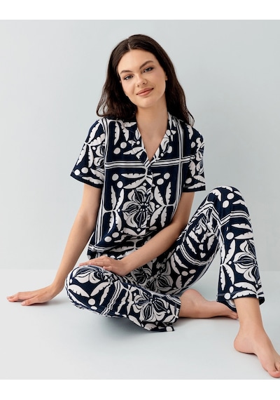 Arnetta 3567-s Kadın Gömlek Pijama Takım Lacivert