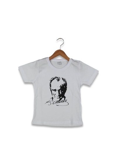 Atatürk Baskılı Çocuk Tişört Bgl-st04548 Beyaz