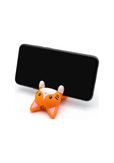 Turuncu Kedi Figürlü Tablet Telefon Tutucu Stand - 3d Baskı Ofis Masaüstü Aksesuarı Ve Biblo