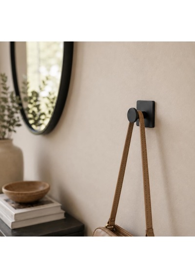 Orret Home Tekli Yapışkanlı Metal Siyah Askı, Delmeden Duvara Mon