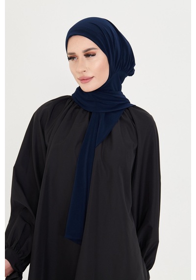 Hürrem Bone Lacivert Pratik Hazır Geçmeli Tesettür Bone Sandy Boyunluklu Çıtçıtlı 2505 02 Lacivert