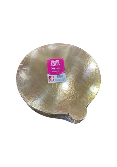 Omeyva Yuvarlak Kalın Altın Pasta Kek Turta Altlığı Tabanı - 28 Cm. - 25 Adetlik Paket Altın