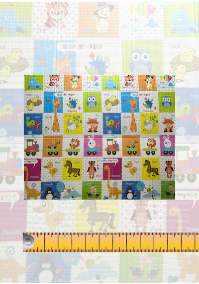 Katlanabilir Çift Taraflı Eğitici Çocuk Oyun Matı, Oyun Halısı 120x120 Taşıma Çantalı - Ayı