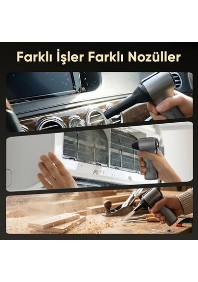 G150 Turbo Jet Fan Hava Üfleyici - Turbo Modda 150 Gram Hava Basıncı - Çok Amaçlı Kullanım Klavye, Ev, Araba Temizliği, Toz Üfleme, - Taşıma Çantalı Ve Ekstra Nozullu