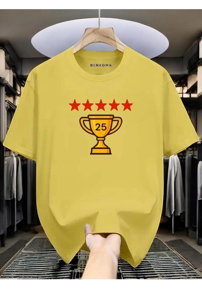 Şampiyonluk Baskılı Unisex Tişört Sari