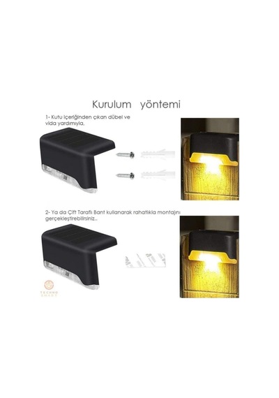 1 Adet Köşebent Merdiven Veranda Solar Güneş Enerjili Bahçe Led L (540455109) Diğer