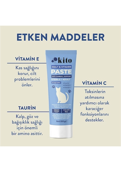 Kısır Veya Yetişkin Kediler İçin Tüy Yumağı Önleyici Ve Bağışıklık Sistemi Tamamlayıcı Malt Macunu-paste