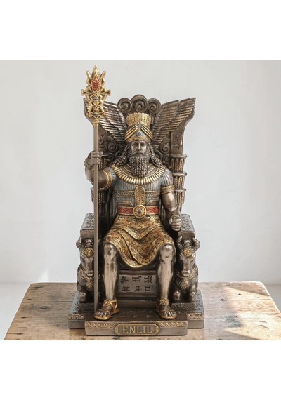 Dekoratif Enlil Biblo Wise Veronese Poliresin Mezopotamya Tanrısı Figürü 25 Cm .