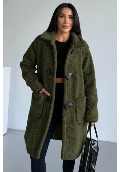 Hiramir Peluş Rahat Kalıp Mont Beyaz Ks2506 Haki