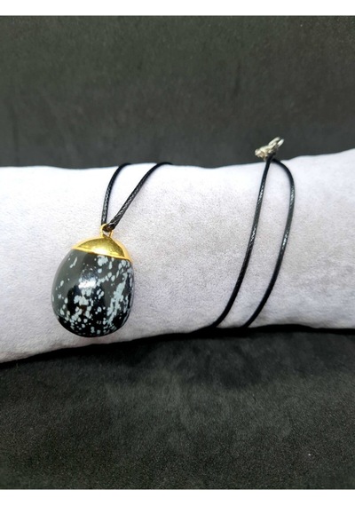 Sertifikalı Obsidyen Taşı Doğal Taş Kolye Çok REnkli